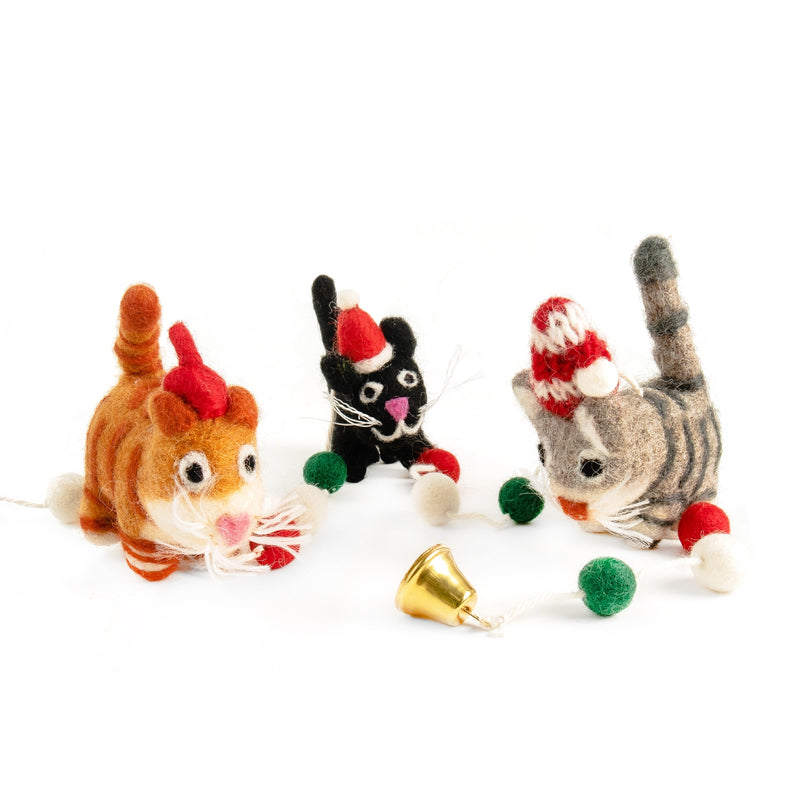 Feline Friends Felt Christmas Mobile Decoration