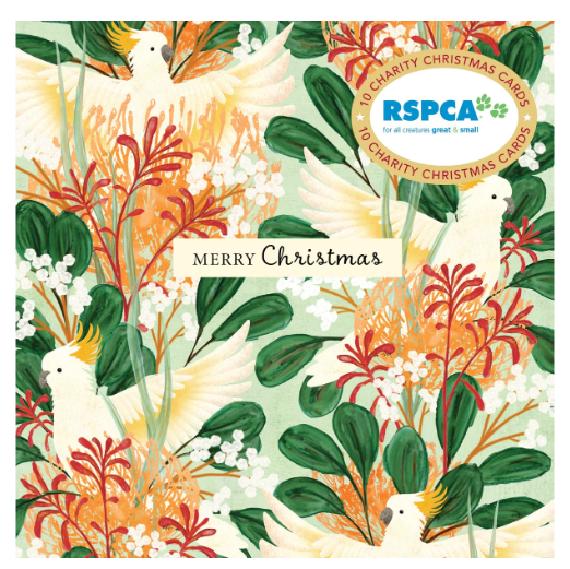 RSPCA Cockatoos and Flowers Charity Boxed Christmas Cards