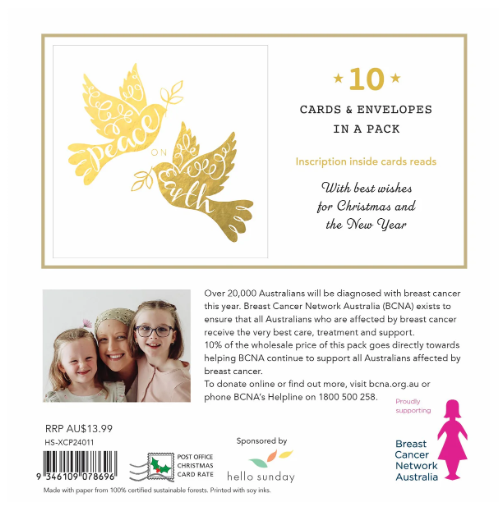 Breast Cancer Network Australia Peace Doves Charity Boxed Christmas Cards