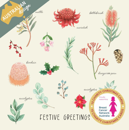 Breast Cancer Network Australia Australian Flora Charity Boxed Christmas Cards