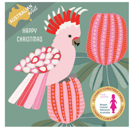 Breast Cancer Network Australia Pink Galah Charity Boxed Christmas Cards