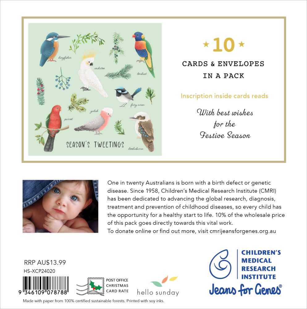 Jeans for Genes Australian Birds Charity Boxed Christmas Cards