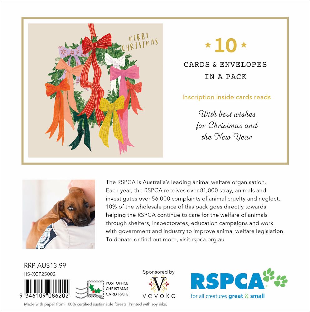 RSPCA Weath Of Ribbons Charity Boxed Christmas Cards
