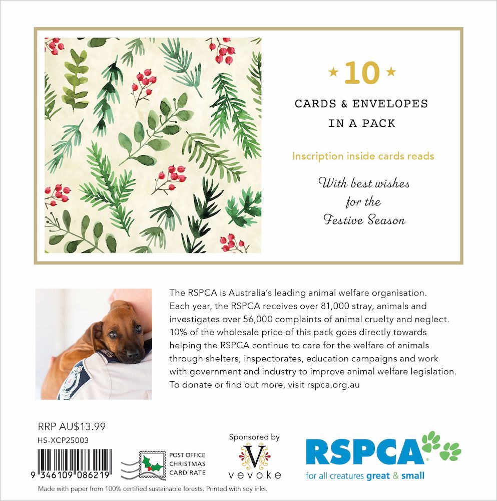 RSPCA Festive PatternCharity Boxed Christmas Cards