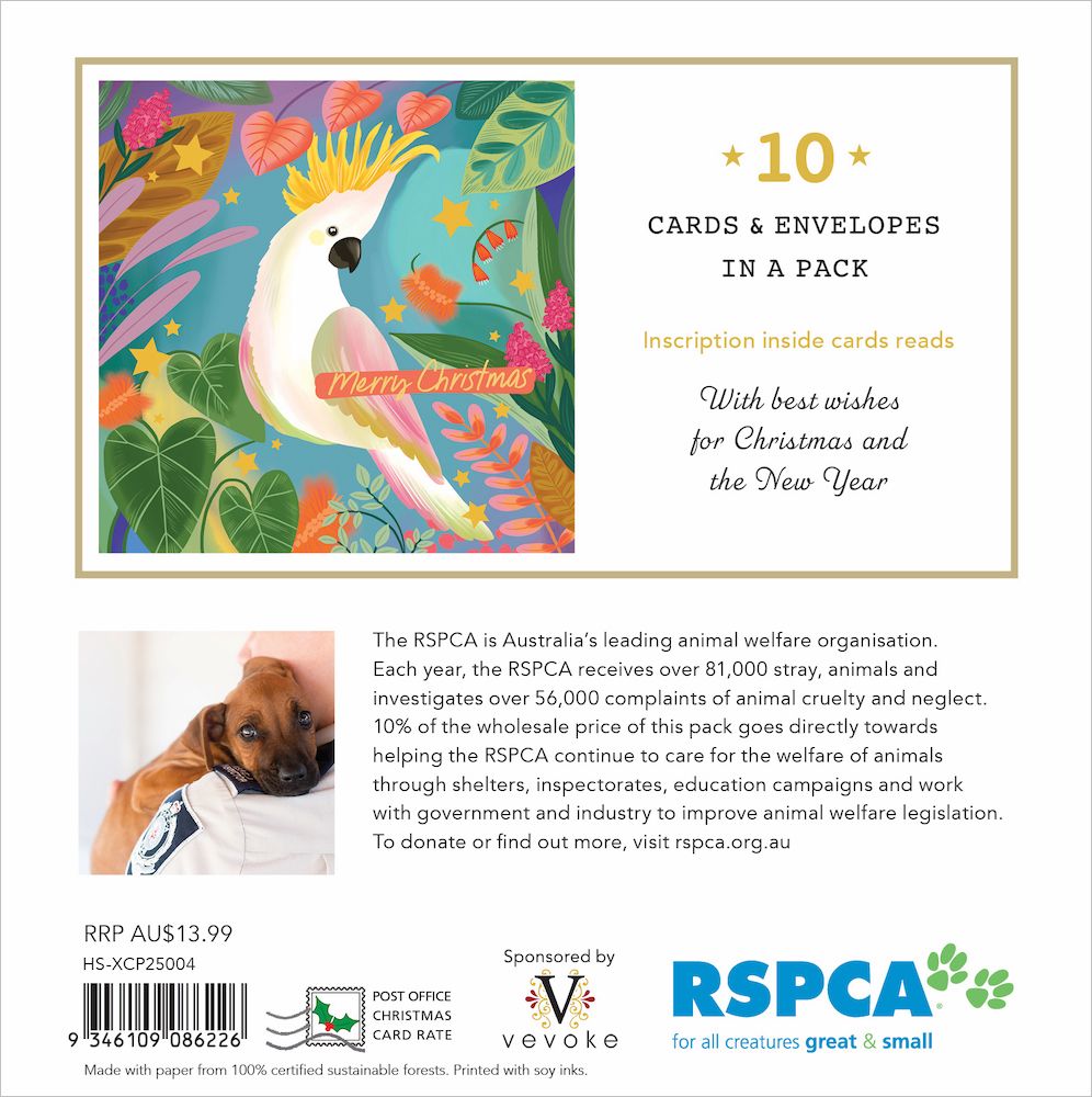 RSPCA Cockatoo Charity Boxed Christmas Cards