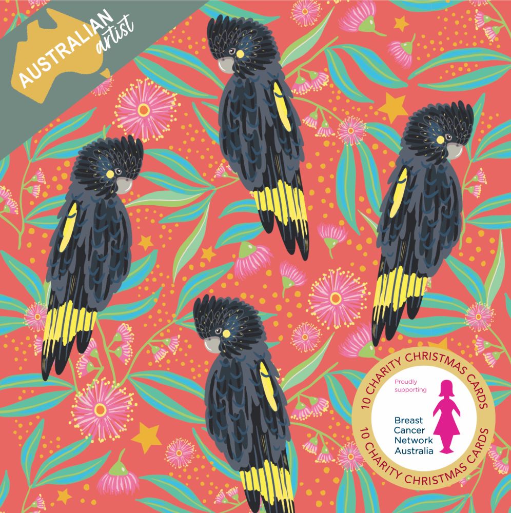 Breast Cancer Network Australia Black Cockatoos Charity Boxed Christmas Cards