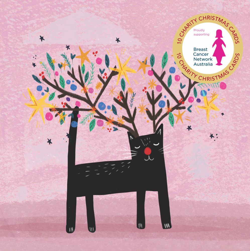 Breast Cancer Network Australia Festive Cat Charity Boxed Christmas Cards