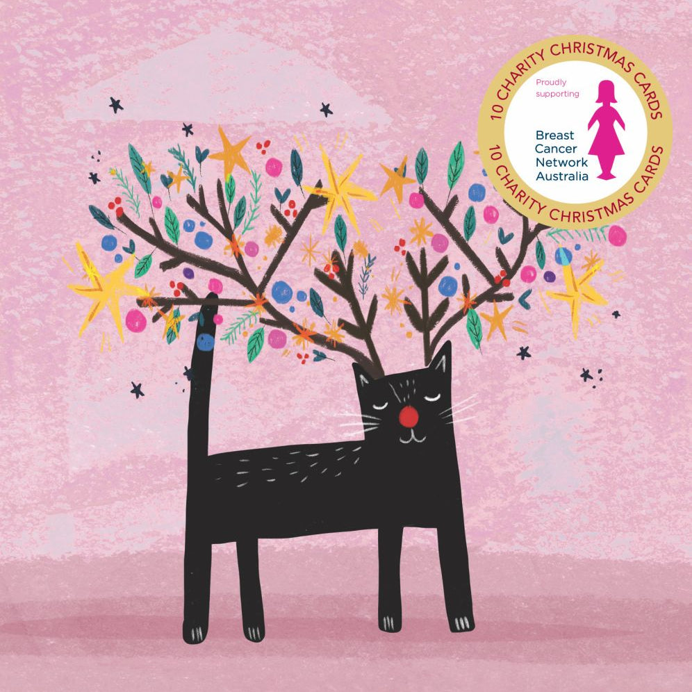 Breast Cancer Network Australia Festive Cat Charity Boxed Christmas Cards