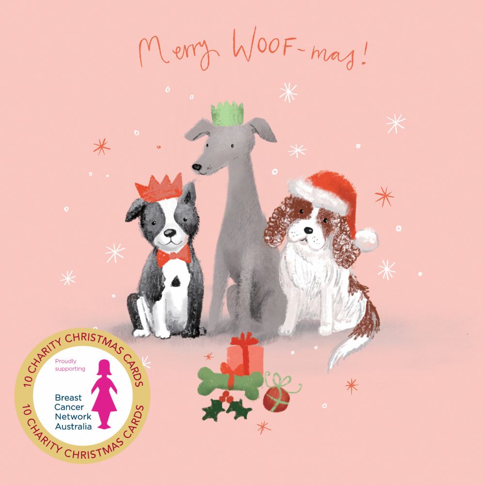 Breast Cancer Network Australia Dog Presents Charity Boxed Christmas Cards