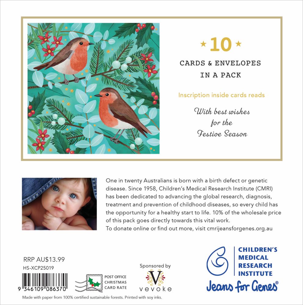 Jeans for Genes Robins Charity Boxed Christmas Cards