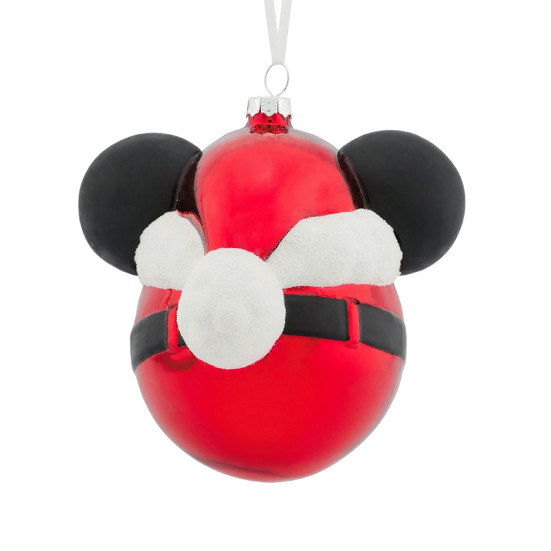 Disney Mickey Mouse Icon Santa Hat Hallmark Blown Glass Ornament
