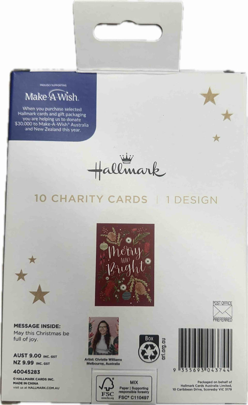 Make-A-Wish Australia Red Natives Charity Boxed Christmas Cards