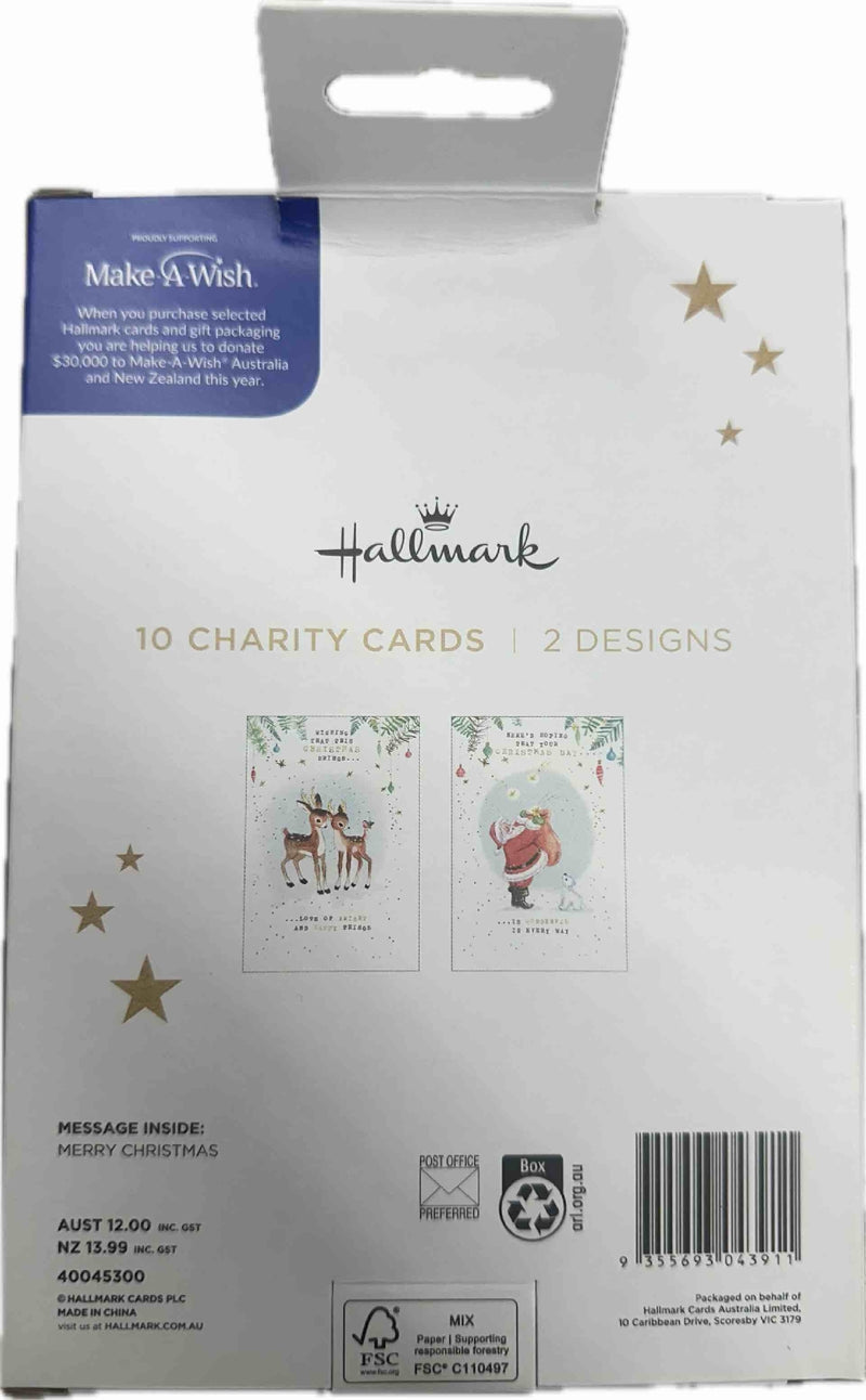 Make-A-Wish Australia Reindeer Santa Charity Boxed Christmas Cards