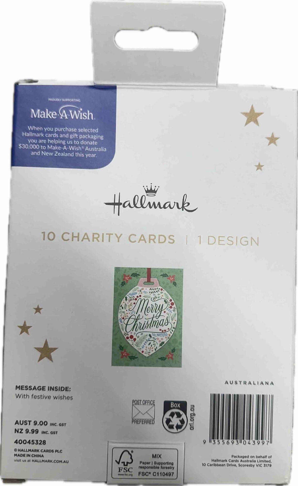 Make-A-Wish Australia Bauble Charity Boxed Christmas Cards