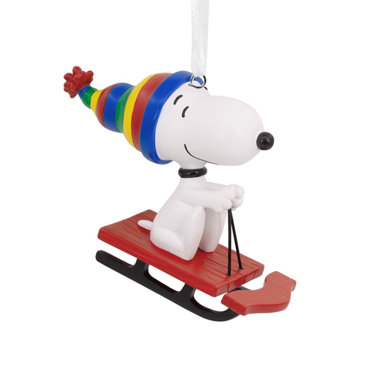 Peanuts Snoopy Sledding Resin Hallmark Christmas Ornament