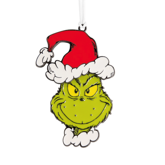 Dr. Seuss's How the Grinch Stole Christmas! Grinch in Santa Hat Moving Metal Hallmark Christmas Ornament