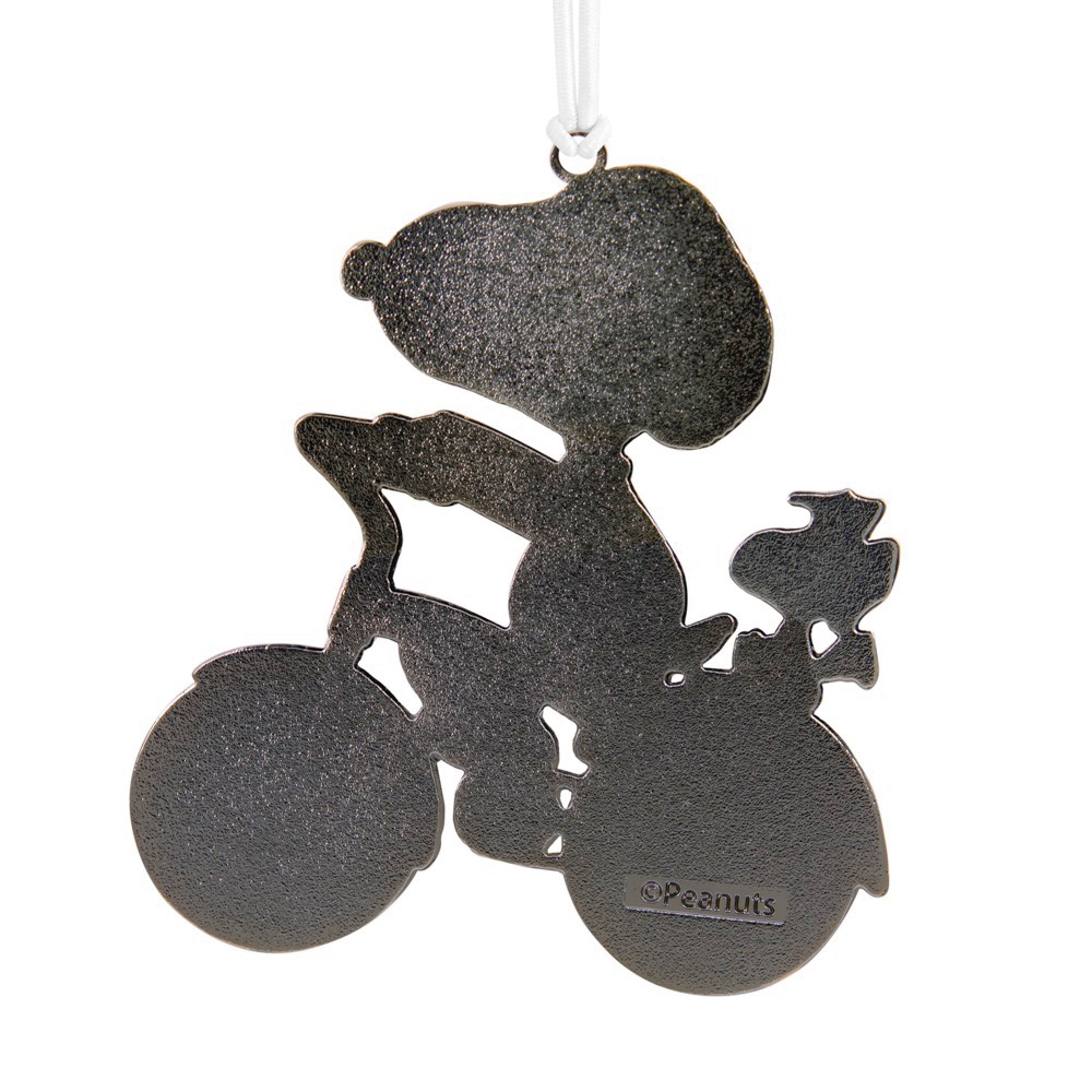 Peanuts Snoopy and Woodstock on Bicycle With Dimension Metal Hallmark Christmas Ornament