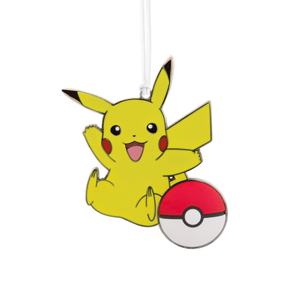 PokŽmon Pikachu and PokŽ Ball With Dimension Metal Hallmark Christmas Ornament