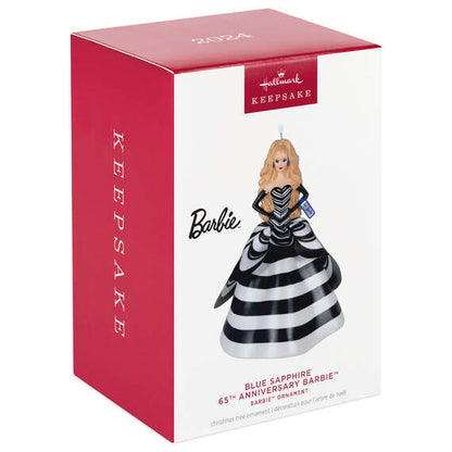 Barbie 65th Anniversary Blue Sapphire Barbie Porcelain and Fabric Hallmark Keepsake Ornament