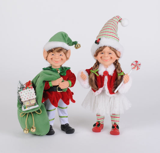 Karen Didion Christmas Special Delivery Elf Figurines Set of 2