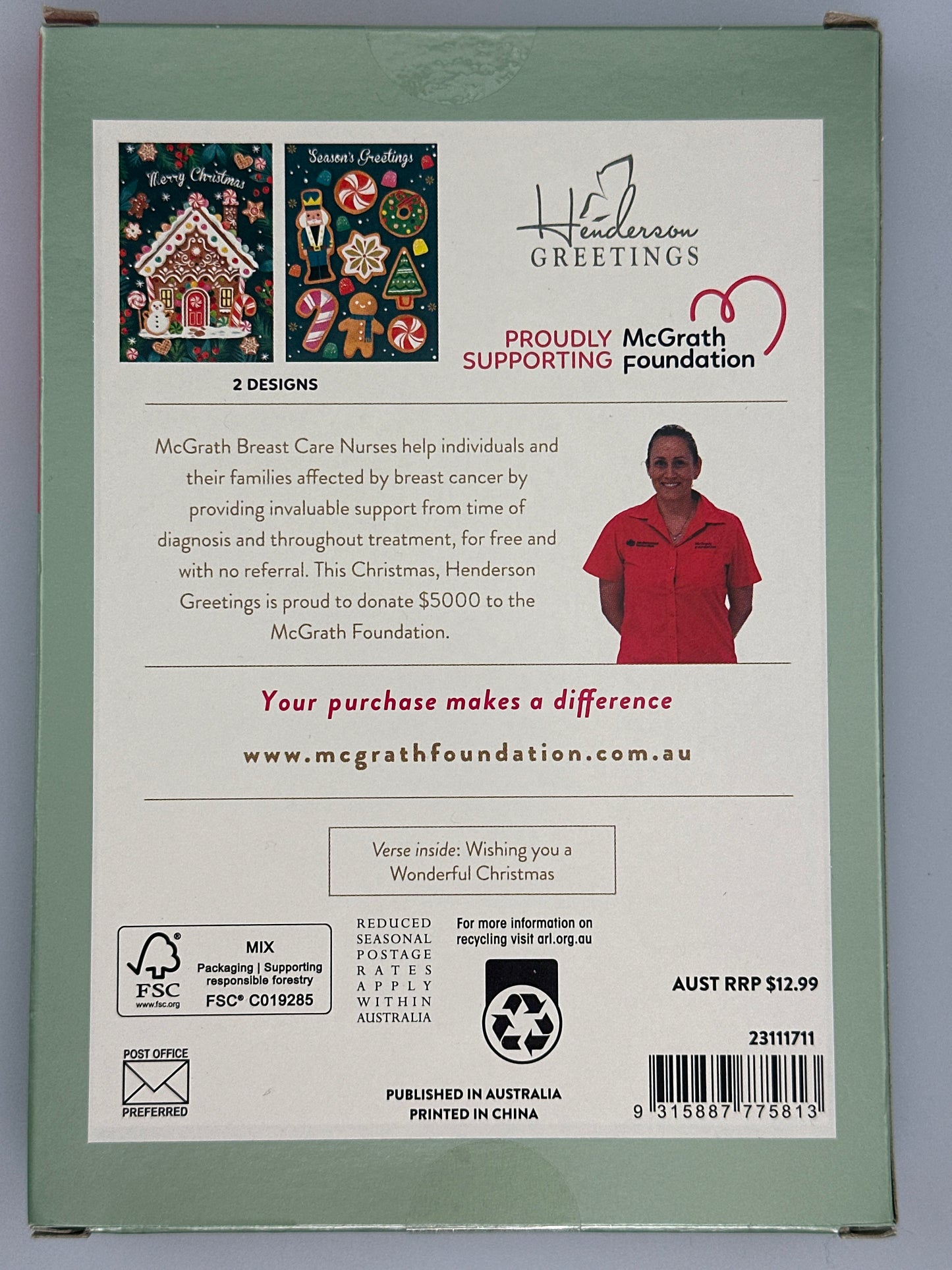 McGrath Foundation Gingerbread House Charity Boxed Christmas Cards