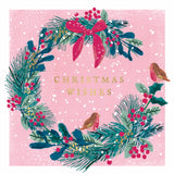 Breast Cancer Foundation Wreath on Pink Charity Boxed Christmas Cards