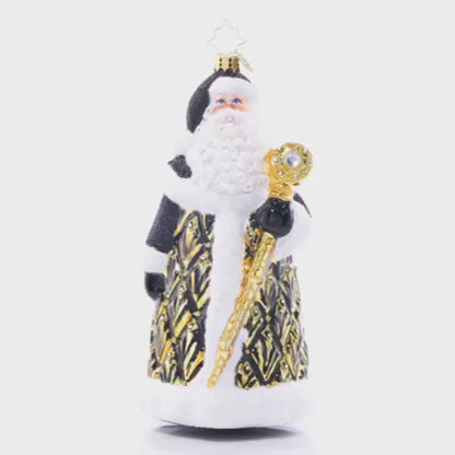 Christopher Radko Art Deco Santa Glass Christmas Ornament