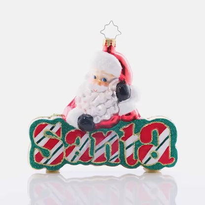 Christopher Radko What's in A Name Santa? Glass Christmas Ornament