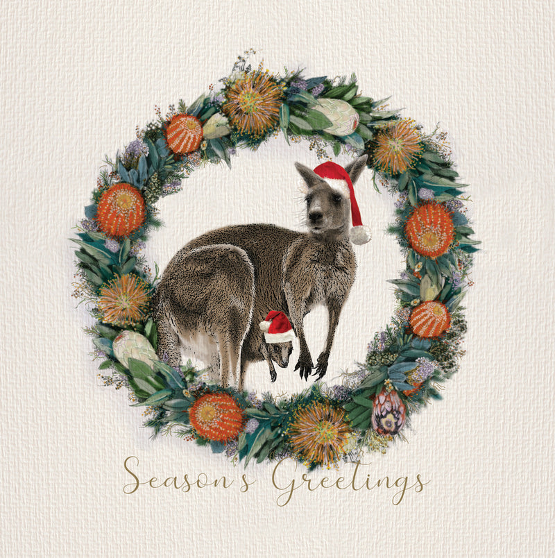 Starlight Children's Foundation Kangaroo Wreath Charity Boxed Christmas Cards