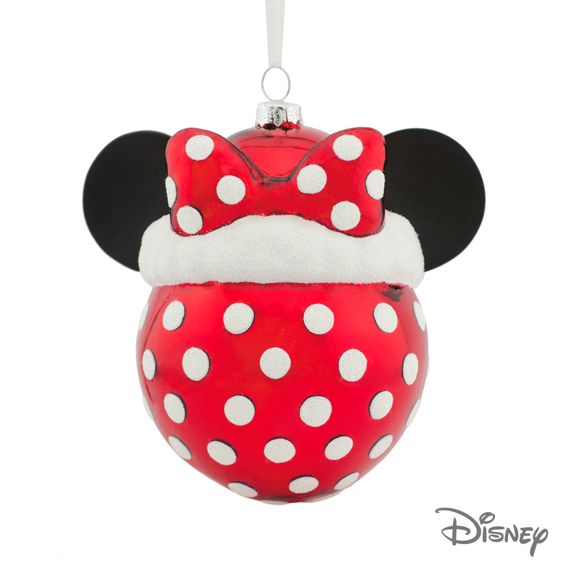 Disney Minnie Mouse Icon Santa Hat Hallmark Blown Glass Ornament
